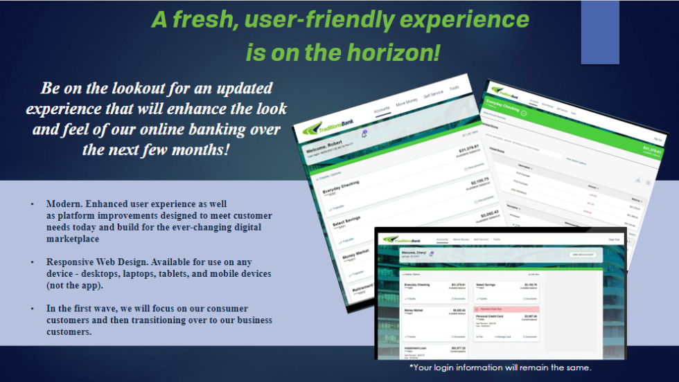 ONLINE BANKING Traditions Bank